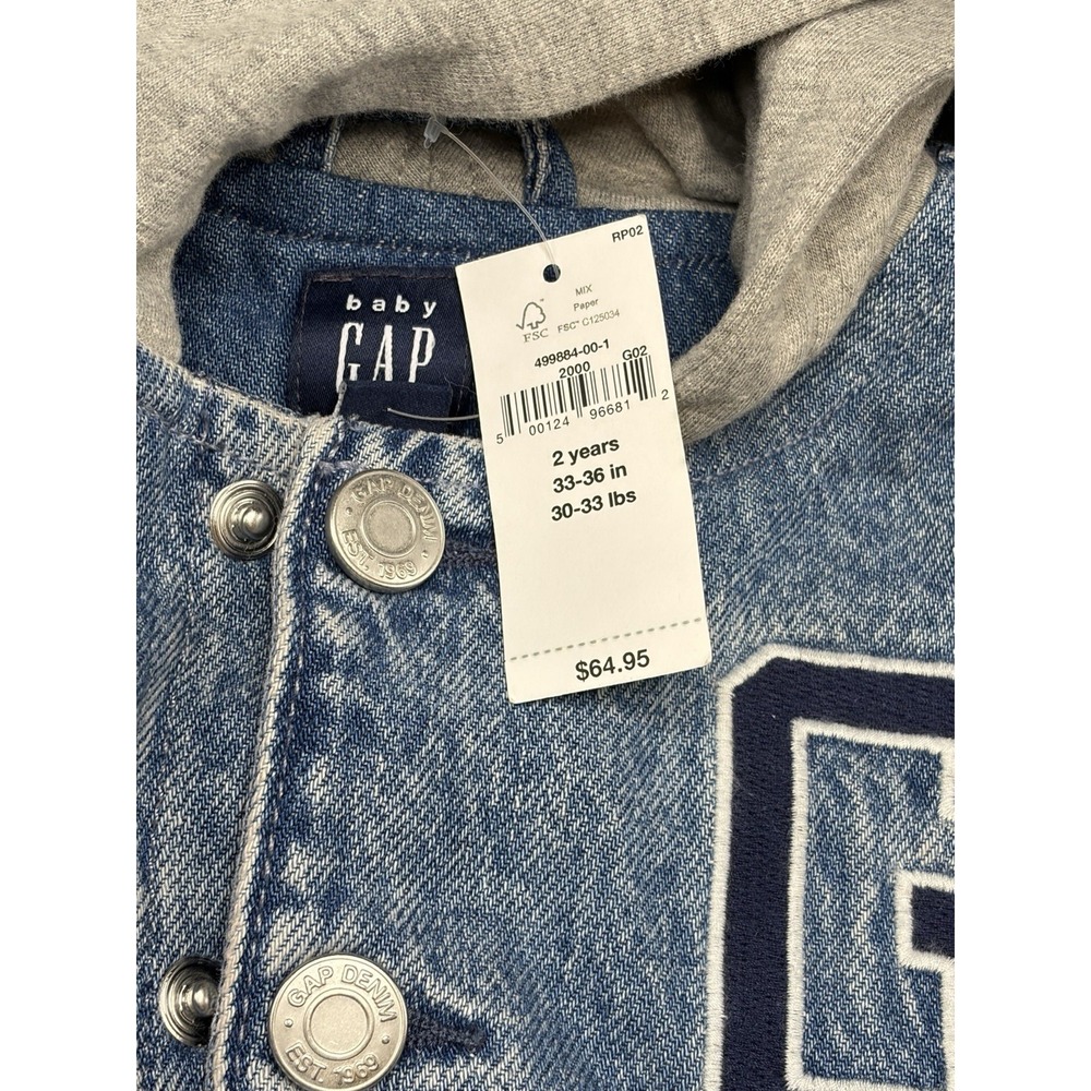Baby Gap 2years Toddler Blue Denim Jacket NWT Snaps Pockets Fall/Winter/Boy/Girl - Picture 2 of 11
